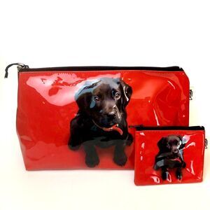 Catseye London Black Lab Puppy 2 Piece Travel Wash Bag and Coin Storage Set